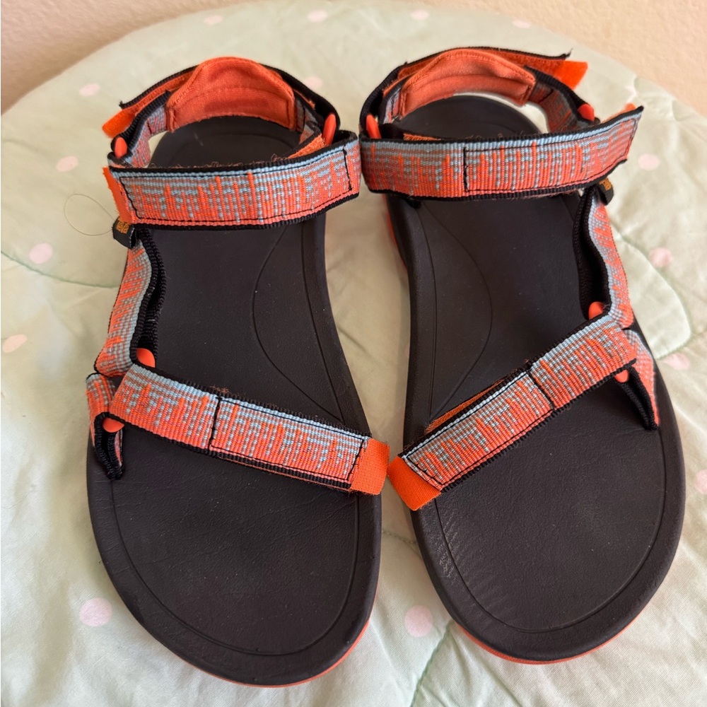 Teva Orange and Black Strappy Sandals kids size 3